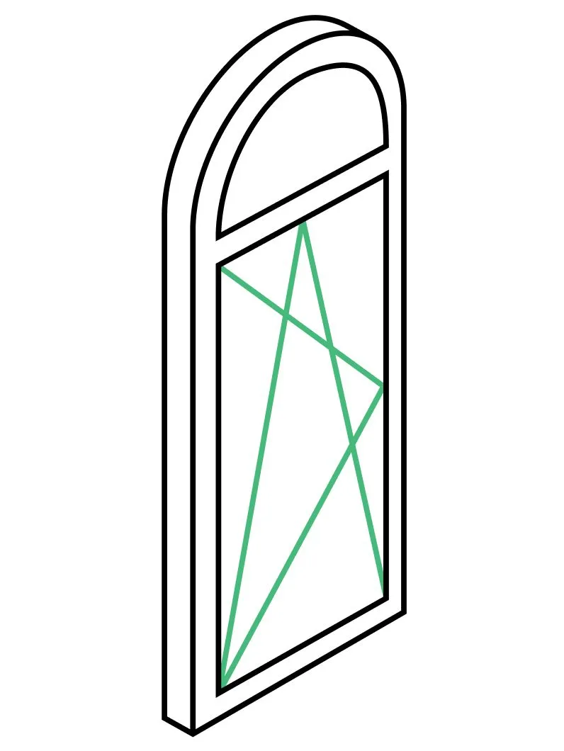 Арочное окно  одностворчатое поворотно-откидное 900х1300